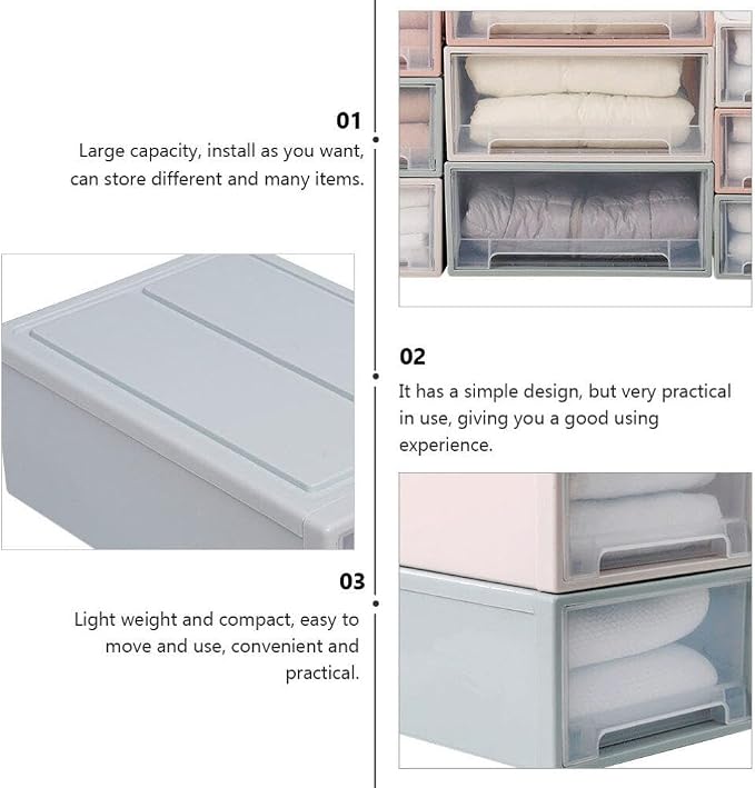 Zerodeko 1pc Thicken Storage Organizer Box Stackable Household Container for Clothes Toys Books and Sundries Lightweight Versatile Drawer Style