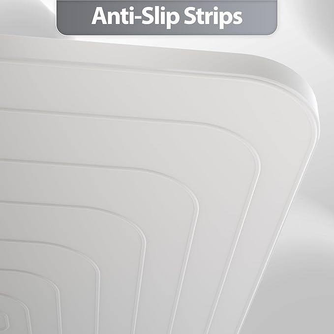 Silicone Dog Food Mat, Waterproof Anti-Slip Pet Feeding Mat with Warped Resistant Raised Edge,Spill-Proof Lip Floor Protection,Dishwasher-Safe Pet Placemat for Dogs & Cats(L 24" x 16" Sand White)