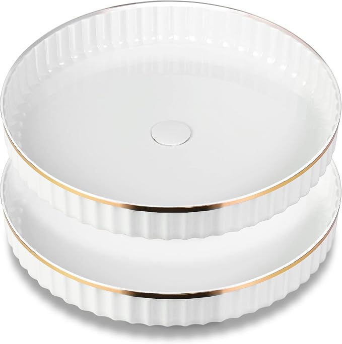 Amolliar Fluted Lazy Susan Organizer, Turntable Organizer-White 10" 2 Pack | Lazy Susan for Cabinet Fridge, Pantry Organizer, Spice Rack Condiment Organizer for Kitchen, Countertop Bathroom Vanity Tray
