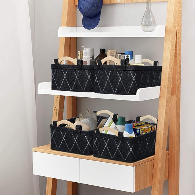 Gray Storage Baskets Bin Empty Basket Foldable Fabric Storage Cubes for Desks Drawers Shelves Pantry Cabinet Bathroom Office Sturdy Home Decor