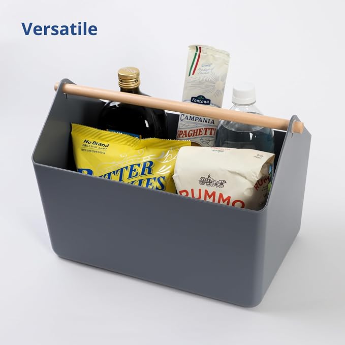 BLUE GINKGO Storage Basket, Large 10.5L, Grey, Made in Korea | Portable. Spacious Storage Bin. Everyday Organization.