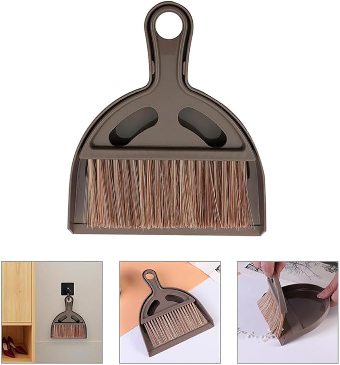 Mini Keyboard Cleaning Brush Set with Lightweight Plastic Broom and Dustpan, Portable Desktop Broom Kit with Hook for Storage, for Computer Keyboard and Pet Cleaning Supplies