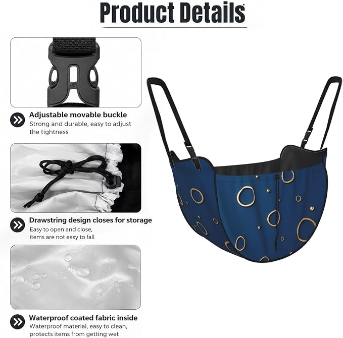Gold Circle Print Car Seat Organizer-Backseat Storage Bag for Travel | Waterproof Durable. Holds Snacks Gear Essentials. Fits Most Cars.