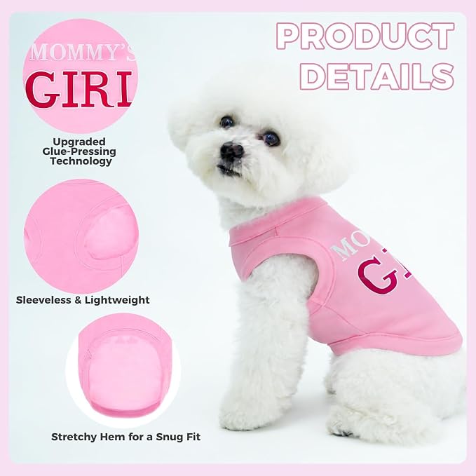 BINGPET Mommy's Girl Dog Shirts,Soft Cotton Puppy Tshirt,Breathable Lightweight Dog Costumes Tank Top Vest,Machine Washable Stretchy Clothes for Small Medium Large Dogs Boy Girl (L)