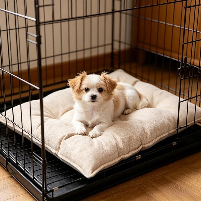 Chew Proof Dog Bed for Crate, Indestructible Durable Kennel Mat with Reinforced Corners, Large Washable Chew Resistant Pet Pad for Small Chewers (Gray, 23"×17")