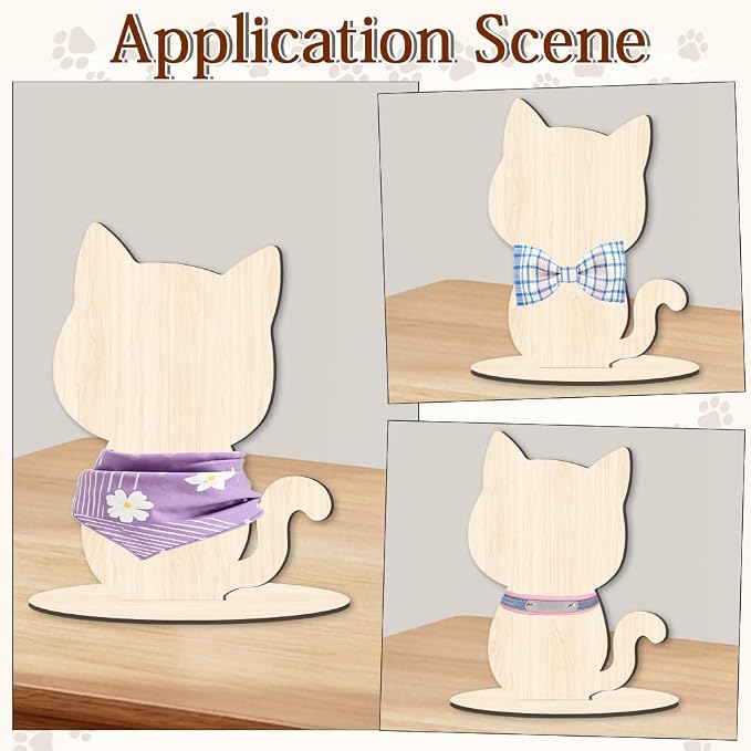 Cat Display Stand for Clothing Scarfs Bandana 11.8 x 8.7 x 0.2 Inch Cat Mannequin Display Wooden Pet Silhouette Stand for Pet Stores Shops Window Show Photography Prop Home Decorations