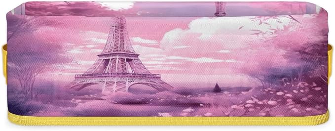 Eiffel Tower Paris Bathroom Storage Basket Waterproof Foldable Storage Bins with Handles Decorative Toilet Paper Storage Basket for Organizing for House Bathroom Toiletries