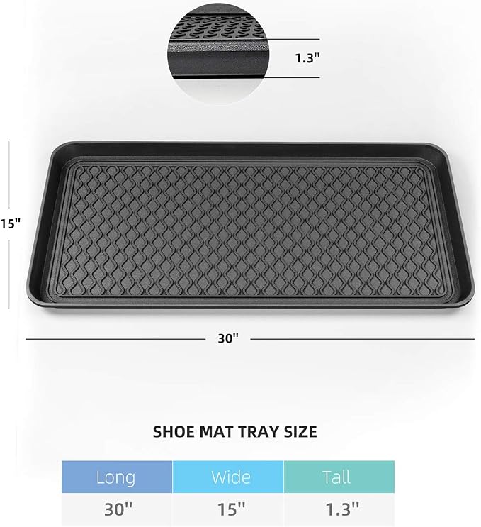 Finorder Multi-Purpose Boot Trays, 2 Pack, 30" x 15" x 1.2", Black | All Weather Heavy Duty Shoe Trays & Mat for entryway, Indoor and Outdoor, Waterproof Pet Feeding Mat