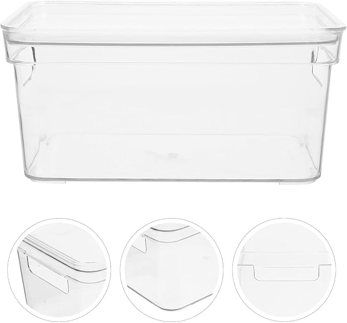 Totority Stackable Storage Box with Smooth Inner Design with Lid Pet Material Desktop Organizer Easy to Find Items for Makeup and Beauty Products the Sink and School Use