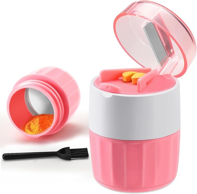 3-in-1 Pill Crusher and Cutter (Pink) | Pills Crusher Fine Powder with Stainless Steel Grinding Head, Storage for Tablets, Cutter Splitter for Small and Tiny Pills