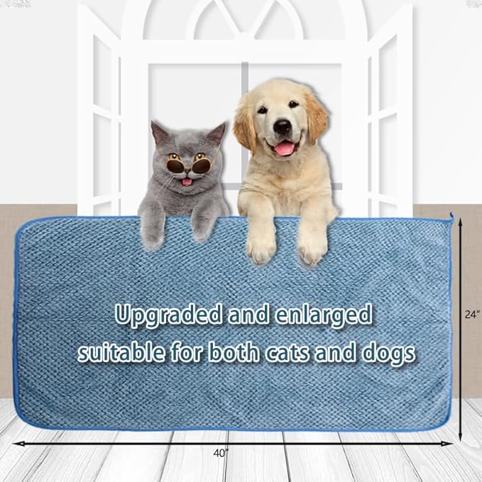 NVNAN Microfiber Dog Towels - 40x24 Inch, Super Absorbent & Quick - Drying, Soft Pet Grooming Towel for Small & Medium Dogs & Cats, Blue
