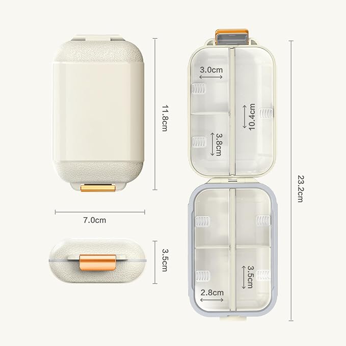 Travel Pill Organizer 7 Compartments Waterproof Airtight Weekly Pill Case