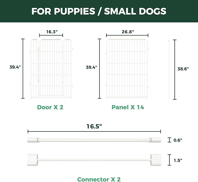 FXW Homeplus Indoor Dog Playpen with Divider Connectors, 40" H, 16 Panels | Calm Indoor Play Area, Two-Zone Layout, For Medium & Large Dogs, Patented