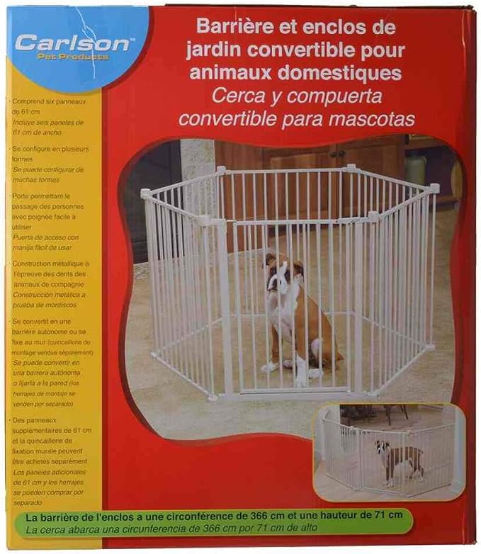 Carlson Convertible Pet Yard & Super Wide Dog Gate, Configurable Metal Pet Gate with Walk-Through Door, Expands up to 146.5”, Indoor Use