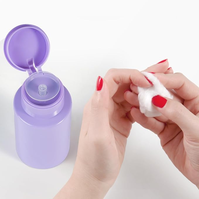 Push Down Pump Dispenser Bottles: Refillable Liquid Containers for Alcohol, Nail Polish Makeup Remover, Salon, Hospital, Travel Use