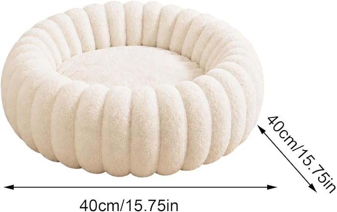 Round Dog Bed Raised Edge Soft Warm Plush Sleeping Mattress | Dog Donut Bed for Puppy Senior Kitten Indoor Outdoor Floor Bedside Kennel Couch Travel Car Home
