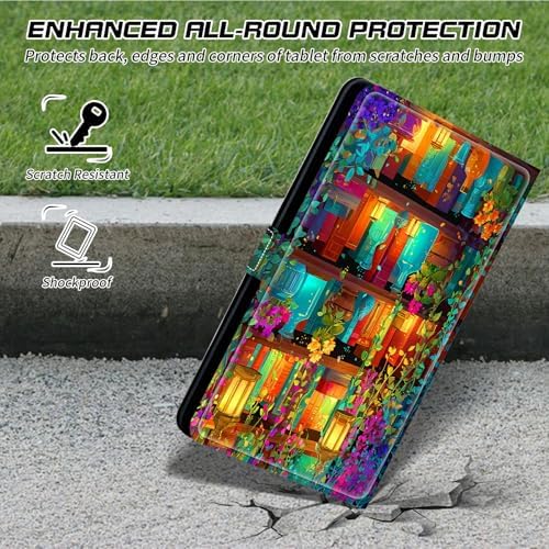 Universal Case for T-Mobile Revvl Tab 2 10.1" Model:9185W 2025/Revvl Tab 5G 10.36" 2023, 360 Degree Rotating Kickstand Protective Stand Leather Shell Cover for 9"-10.5", Bottles Books