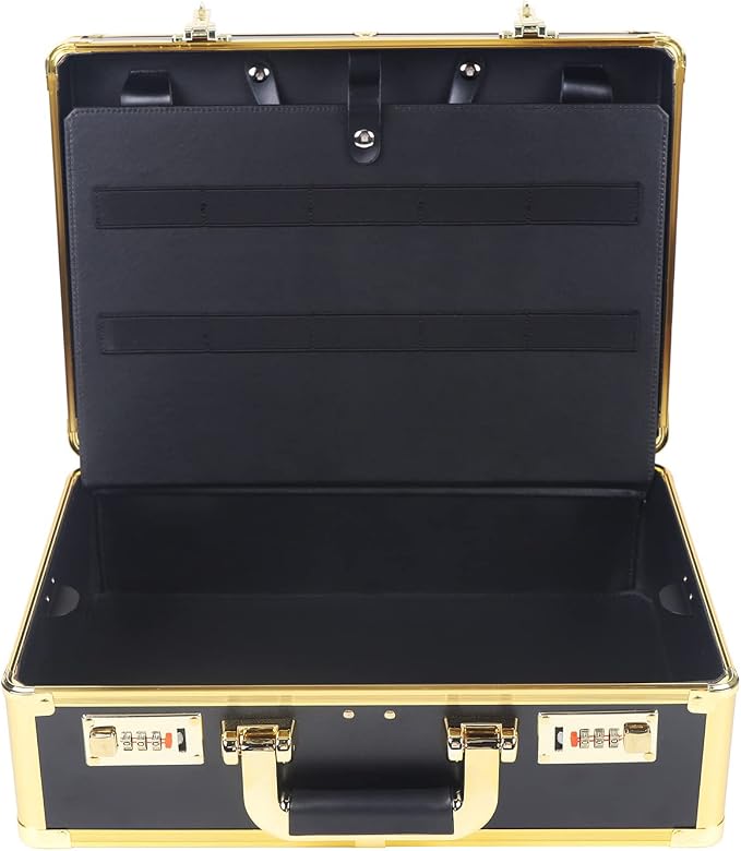 Barber Beauty Salon Tool Kits Storage Travel Carry Case,Hairdresser Salon Trimmer Holder Organizer Box with Lock,Barber Carrying Case for Hair Stylist Pet Groomer (Gold)
