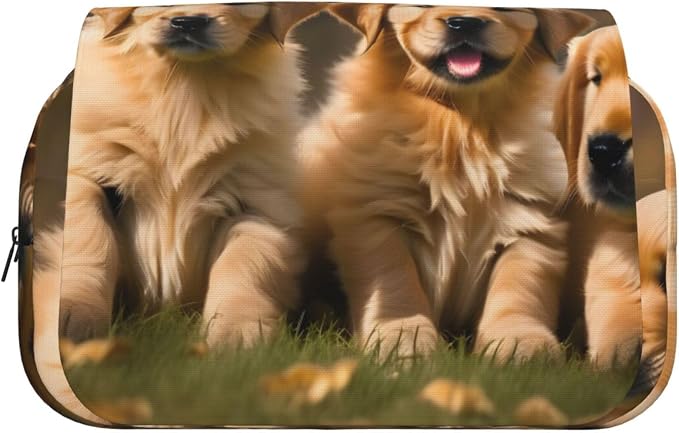 Golden Retriever dogs puppies pets print Pencil Case Box Organizer,Large Capacity Portable Big Pencil Bags with Zipper for Office Home