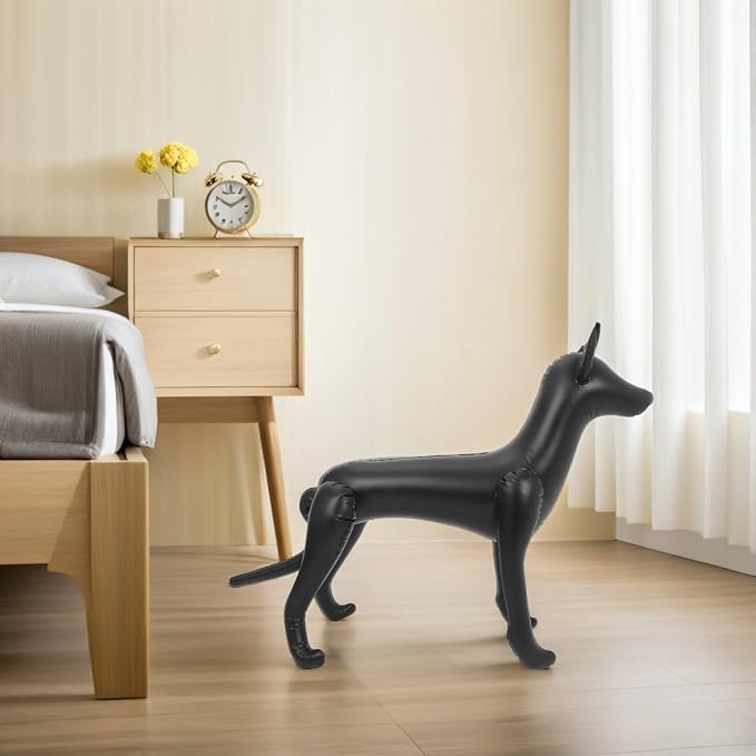 Inflatable PVC Dog Mannequin Display Stand 0.25mm Thick Large Black | Pet Apparel Showcase, Soft Lightweight Portable Build, Easy Inflate and Deflate for Retail Counter Use