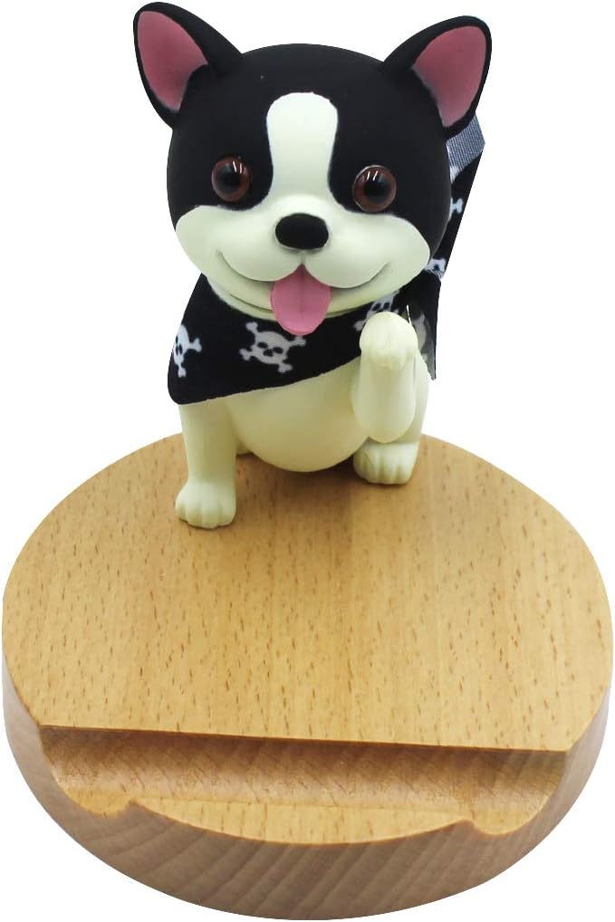 Cute Dog Cell Phone Holder Stand Wooden Smartphone Desk Holder for Mobile Phones Animal Phone Stand Desk Ornament