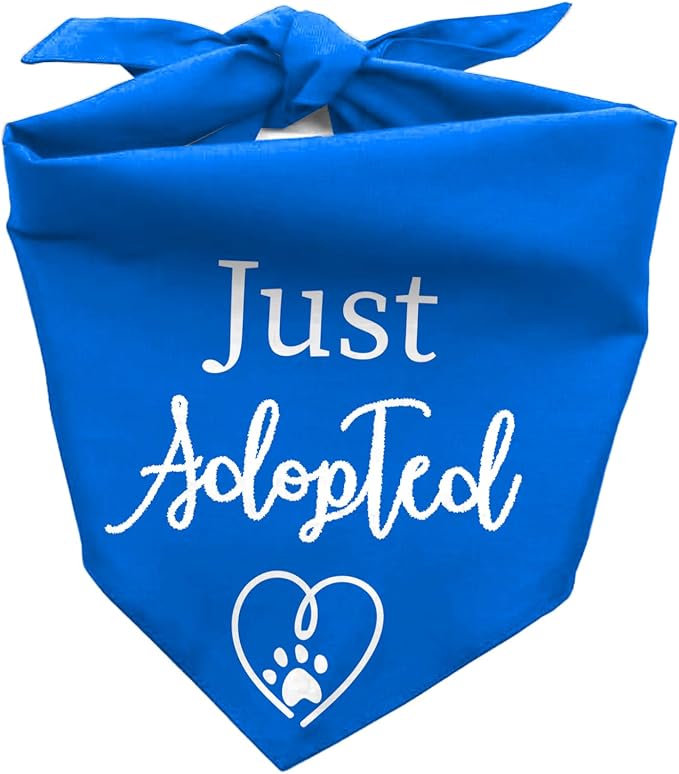 Adopt Me Bandanas for Dogs, Just Adopted Dog Bandana, Funny Cute Pet Triangle Scarf for Medium Large Dogs Puppy, Gifts for Dog Mom Owner Lovers Christmas (Blue)