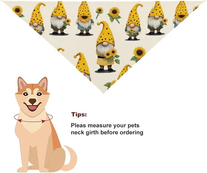 Washable Portable Bib with Adjustable Design for Pet Camping, Hiking, Running, Walking, Outdoor Activities Use (Gnomes Bees and Sunflowers)