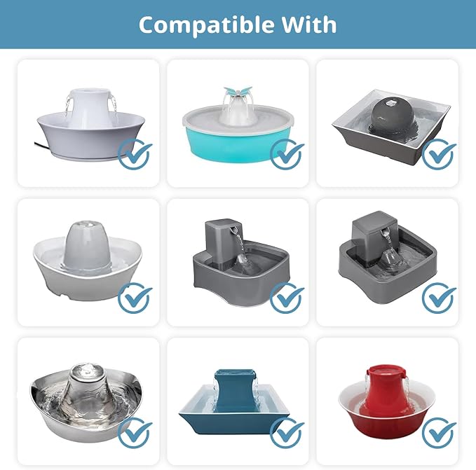 Cat Water Fountain Filter, Pet Fountain Filter Replacement Compatible with PetSafe Drinkwell Avalon Pagoda Seascape Seaside Pet Dog Cat Water Fountain (C. 8 Filters+8 Sponges)