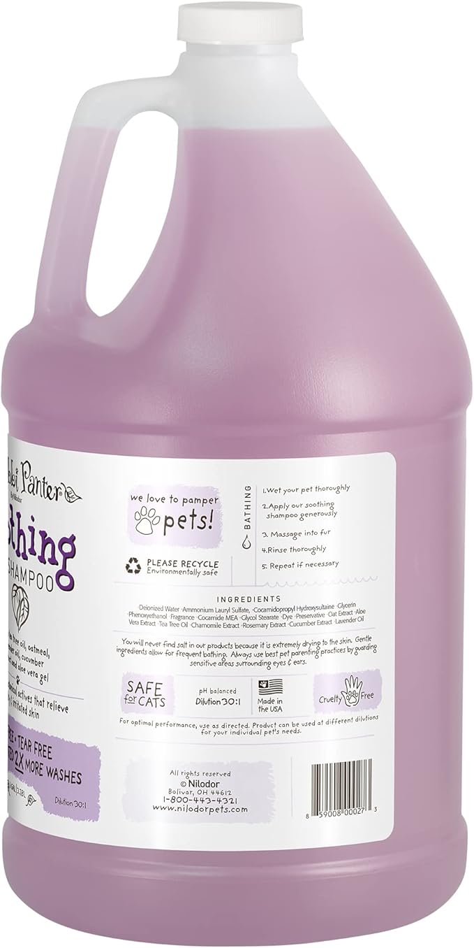 Bobbi Panter Soothing Dog Shampoo Tea Tree, Lavender, Cucumber & Oat Protein – Natural Formula for Sensitive Skin & Irritation Relief, Tear-Free, 30:1 Concentrate, Made in USA, 1 Gallon