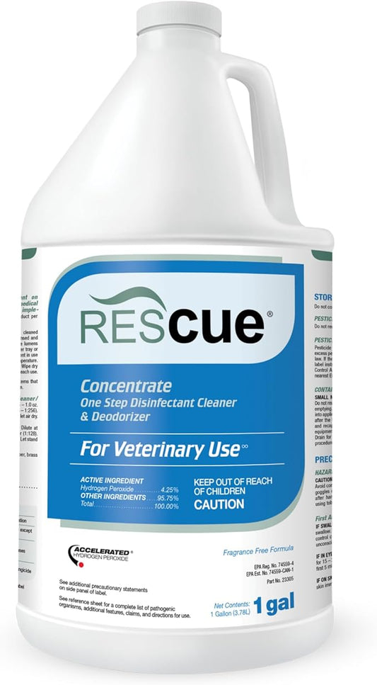 REScue One-Step Disinfectant Cleaner & Deodorizer – For Veterinary Use, Animal Shelters, Pet Foster Homes, Kennels, Litter Box, Concentrate – 1 Gallon