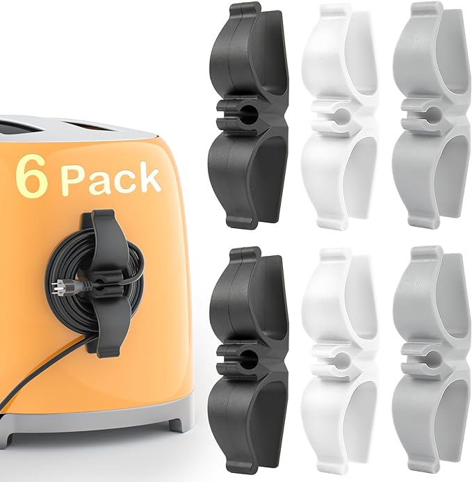 Daisyhome Cord Organizer for Kitchen Appliances-6PCS, Adhesive Cord Holder | Appliance Cord Organizer stick on, Small Kitchen Appliances Cord keeper, Cord Winder for Pressure Cooker, Stand Mixer