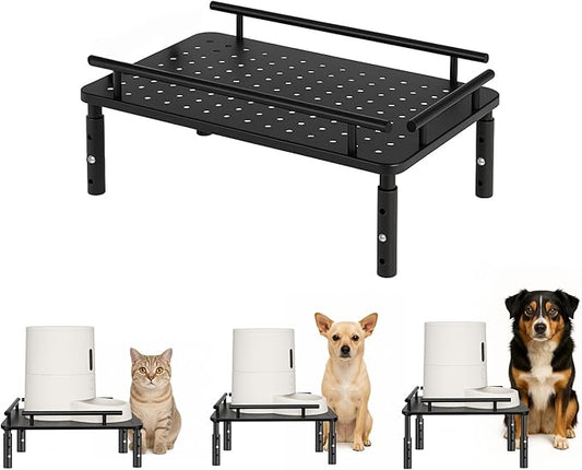 Raised Pet Feeder Stand for Cats & Dogs Neck Health, Metal Holder for Pet Automatic Feeders, Pet Water Dispenser Stand, Adjustable Height Elevated Shelf for Most Pet Feeders & Water Dispensers