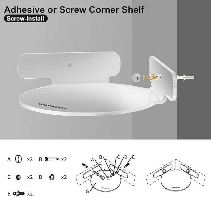 2 Pack Acrylic Mini Circular Corner Shelf Mount for Security Cameras, Baby Monitors, Plants & More, Universal Cam Holder, Easy to Install, Screwless with Damage-free Replacement Strips (Clear)