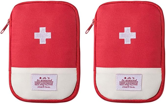 2 Pack Empty First Aid Kit Bag Mini First Aid Pouch Portable First Aid Bags Travel Medicine Pouches for Medical Kit Emergency Pill Organizer Box Outdoor Home Office Car Boat Camping Hiking