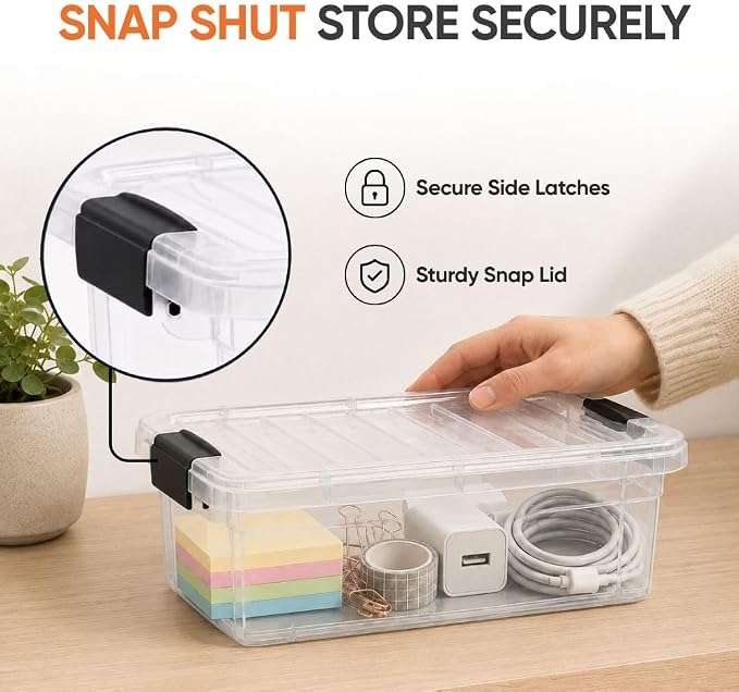 Superio 1.27 Quart Clear Plastic Storage Containers with Lids, Stackable Organizer Bins, BPA-Free Storage Boxes for Home, Office, Dorm & Classroom, 10 Pack