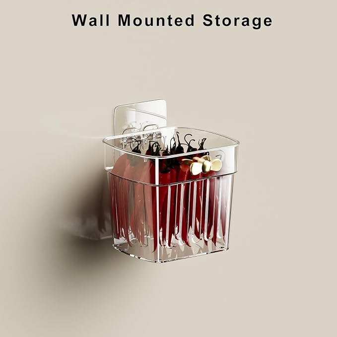 4 Pack Adhesive Cabinet Door Organizer, Compact Pantry Organizers and Storage Bins, Clear Bathroom Storage Organizer Shelf for Narrow Space, Wall Mounted Shower Caddy Hanging Sink Caddy