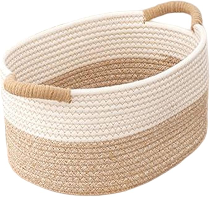 Woven Rope Storage Basket Household Sundries Storage Bin Toy Storage Basket Cat Dog Toy Basket with Handle Stackable Rope Material Suitable for Gift