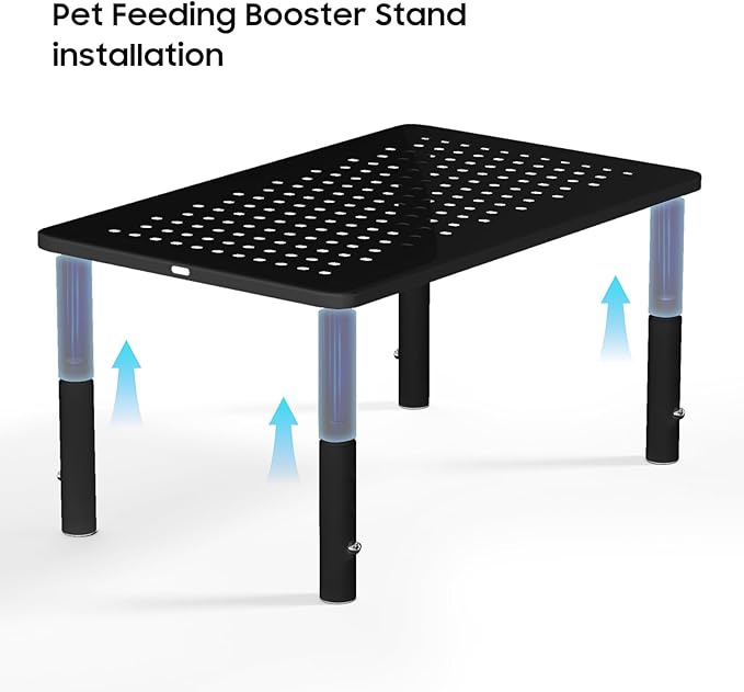 W‌SOWX Adjustable Automatic Cat Feeder Stand - Non-Slip Elevated Holder for Cats/Puppies, Fits Most Automatic Feeders & Water Dispensers, Black(Holder ONLY)