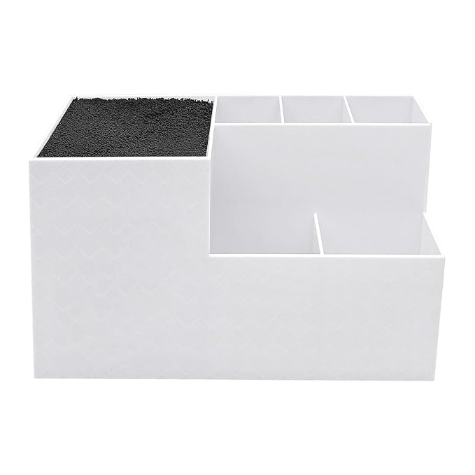 Haircut Tool Holder Hairdressing Tool Storage Box Salon Shear Organizer Hair Stylist Holder with Thickened Hygienic Sponge And Non Slip Base Suitable, white
