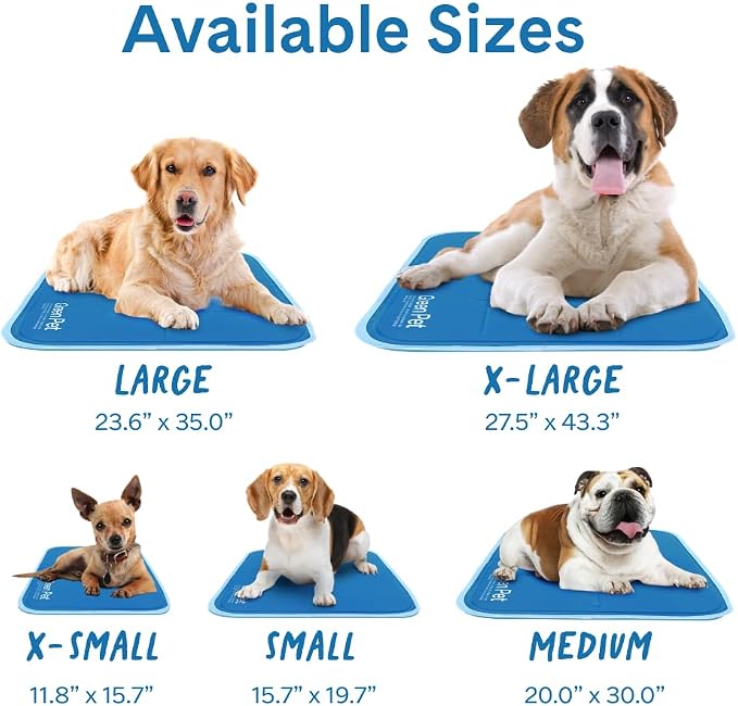 The Green Pet Shop Cool Pet Pad - Extra Large, Blue - Self-Cooling, Pressure Activated Mat for Dogs & Cats from 80+ lbs - Non-Toxic Gel, No Water Needed