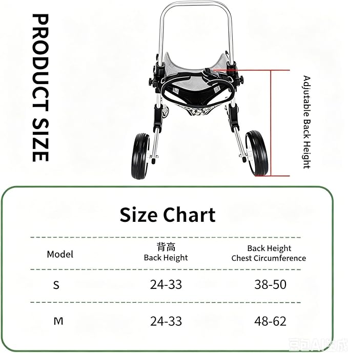 Dog Front Leg Wheelchair, Adjustable Pet Mobility Cart, Lightweight Stainless Steel Dog Rehabilitation Assist Walker for Small Medium Disabled Dogs, Hind Leg Support(Large)