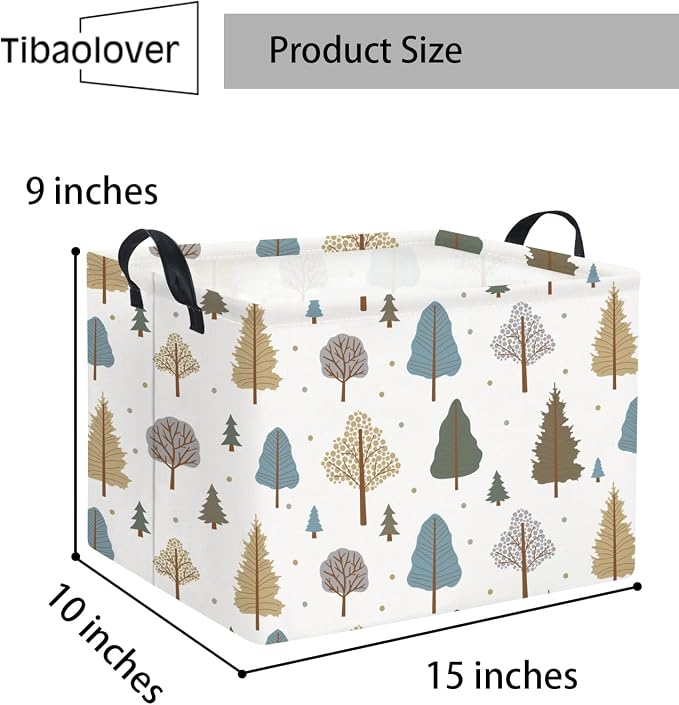 Rectangular Kids Storage Bin Gift & Baby Organizer Shelf Book Basket Room Decor (Grey Tree)