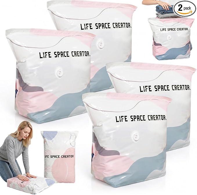 No‑Pump Vacuum Storage Bags, 2026 New Heavy-Duty Press & Seal For Clothes, Press & seal, No Pump Needed, Large Cube Vacuum Seal Bags, Reusable Space Saving Compression Bag (4PCS,70 * 50 * 30CM)