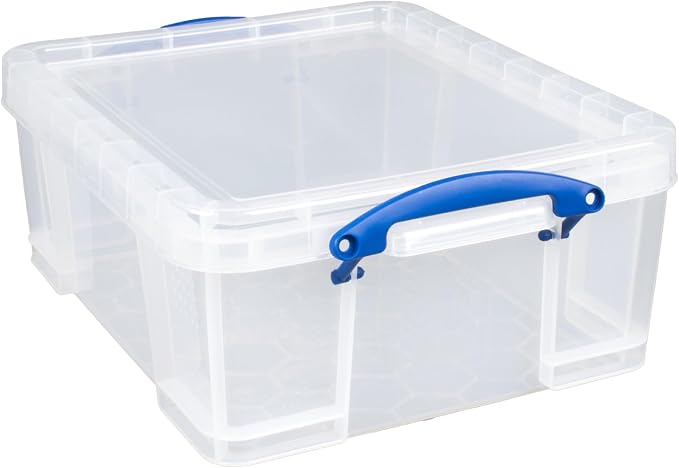 Really Useful Box 2 Pack 17L Plastic Storage Bins with Snap Lids and Clip Lock, Clear