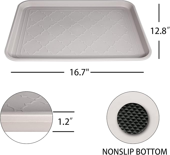 WATANIYA PET Boot Tray for Entryway Indoor, Heavy Duty Shoe Mat Tray 2 Packs, 16.7"x12.8" Waterproof Shoe Trays with Raised Edge, Outdoor Multi-Purpose Mat for Boots, Shoes, Garden