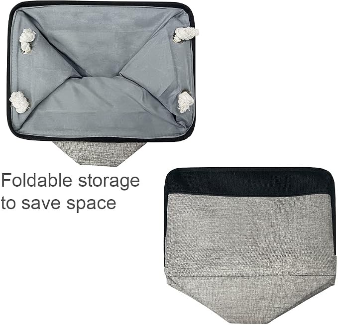 Storage Basket for Organizing - 16x12x12 inch Cube Storage bin 3 Pack Fabric Storage Cubes, Collapsible Storage Box for Organizer Cloth Gift Toy Closet (Black & Grey)
