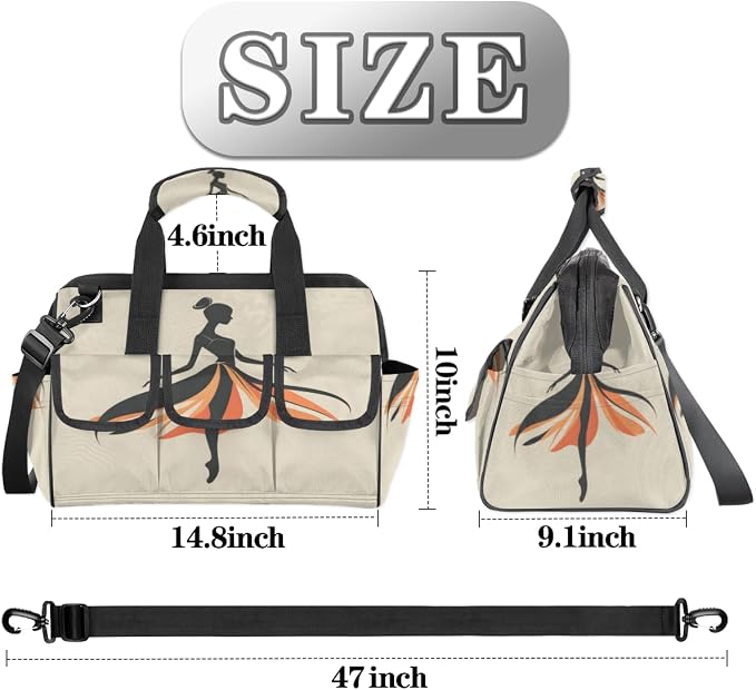 Ballerina Heavy Duty Tool Bag 14.8 Inch Modern Portable Soft Tool Box Organizer Storage with Adjustable Shoulder Strap