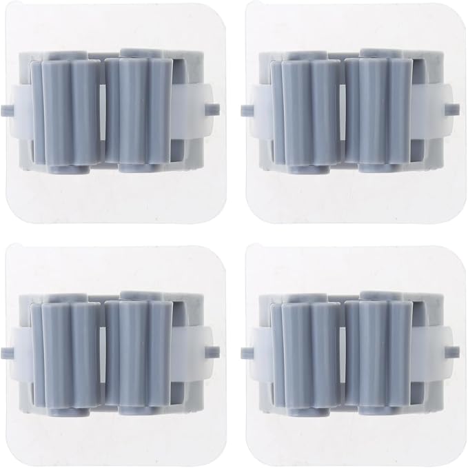 4-Pack Mop And Broom Holder Wall Mount Broom Grippers Holds Self Adhesive Drilling Broom And Dustpan Hanger For Home Wall Mount Broom Grippers