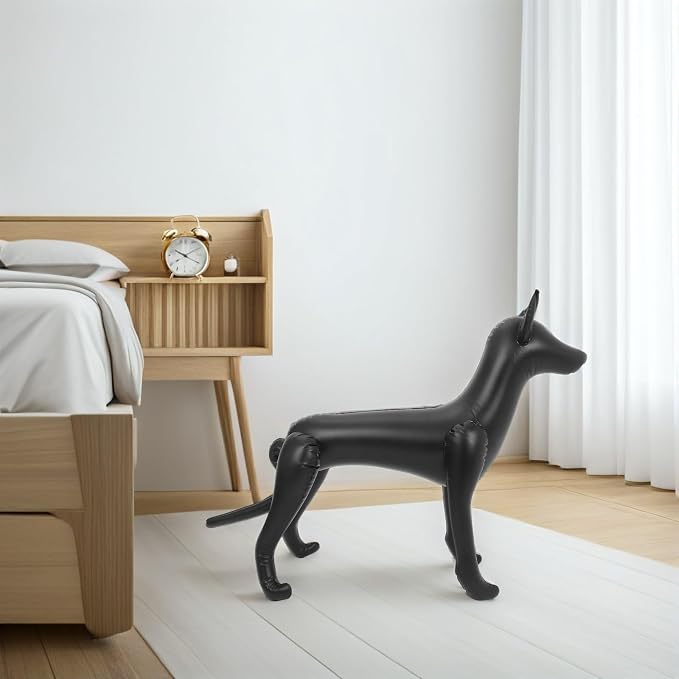 Inflatable PVC Dog Mannequin Display Stand 0.25mm Thick Large Black | Pet Apparel Showcase, Soft Lightweight Portable Build, Easy Inflate and Deflate for Retail Counter Use