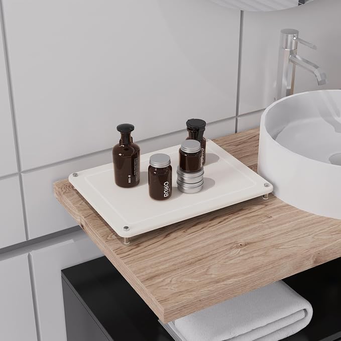 Dish Drying Stone, Water Absorbing Stone Dish Drying Mats for Kitchen Counter, Non-Slip Stone Drying Sink Tray Pad for Dish Bottles Cups, Diatomaceous Earth Sink Caddy Organizer, White
